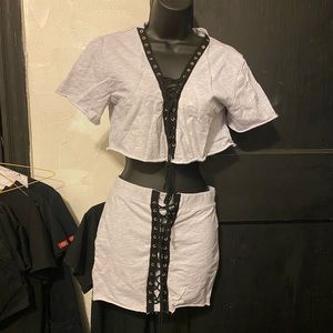 Two piece cropped top and skirt set